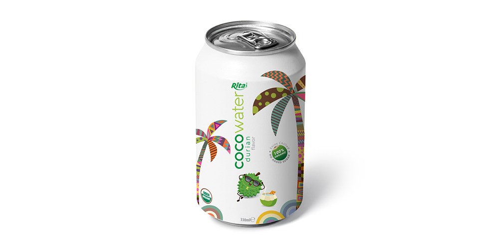 Natural And Pure Coconut Water With Durian Flavor 330ml Can